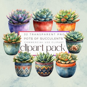 Watercolor Home Plants Clipart, Potted plants clipart, Cactus PNG, Succulent Clipart, Indoor Plants, Greenery Home, Planner Clipart, PNG