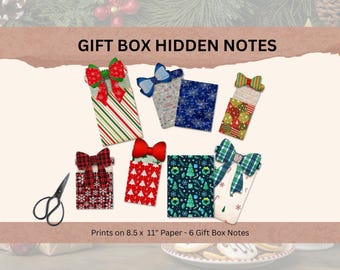 Weihnachtsgeschenkbox mit versteckten Botschaften, lustigen Geschenkanhängern, Notizbuch-Sets für einzigartige Weihnachtsüberraschungen, Geschenk mit Schleife, Tasche und Notiz