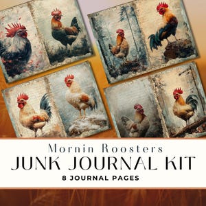 Huhn Hahn Junk Journal Papiere Kit, Tier Ephemera, printable Download, Mischtechnik, Collage Sheet, Bauernhof Tier, Scrapbook Card Pack