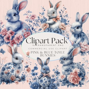 Rosa und Blaue Ostern, Rosa Toile Clipart, Blaue Ostern Grafiken, Kommerzielle Nutzung Clipart, Aquarell Frühling Clipart, Bauernhaus Ostern