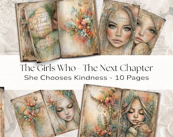 She Chooses Kindness Junk Journal Kit, Printable Affirmation Pages for Girls, Vintage Floral Faith Digital Download, Vol 8 C013, 2026