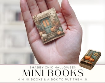 Halloween Shabby Chic Mini Book, Witch Ghost  Digital Paper, Craft Activity, Printable Ephemera, Scrapbooking Kits