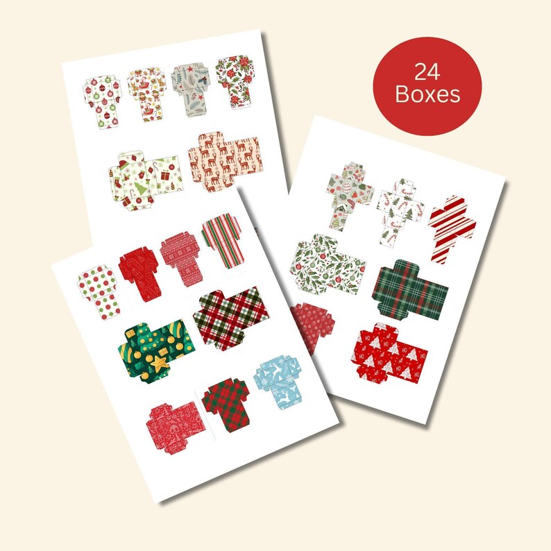 Miniature Dollhouse Christmas Boxes, Charming Festive Decor, Printable for Dollhouse Accessories, Holiday Miniatures for Dollhouses, 1:12 image 2