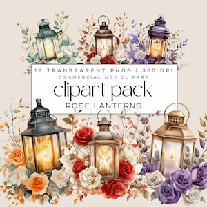 18 Lantern Clipart Floral Lantern PNG Magical Lantern Clipart Seasonal Lantern Decor Clipart Fairy Tale PNG| Commercial Use Clipart