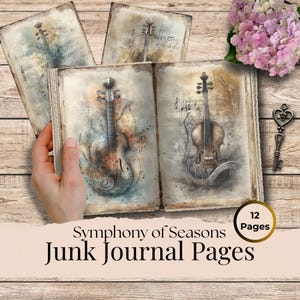 Music Papers Junk Journal Pages, Vintage , Botanical Printable Journal, Collage, Digital Download Papers, Digit Kit