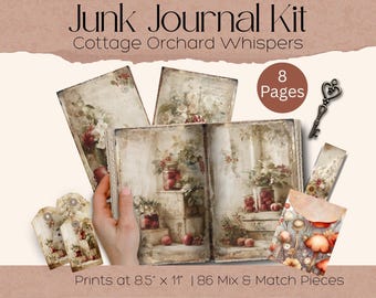 Kit para diario creativo, Huerto de manzanas estilo cottagecore imprimible, Ephemera vintage y páginas, Páginas para diario navideño, Hojas de collage digital, C003