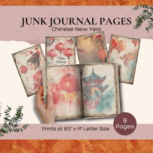 Vintage Chinese Paper, Distressed Chinese Background Collage, Asian Ephemera Scrapbook Pages, Ancient Chinese Scenes, Japan Junk Journal