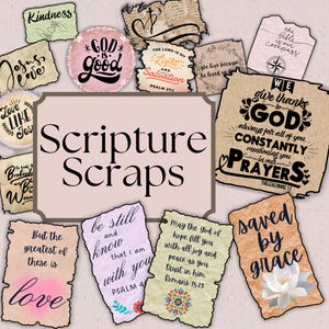 Scripture Scraps, Junk Journal, Bible Journaling, Stickers, Verse, Prayer, Fussy Cut, Faith, My Porch Prints, Printable, Digital Download