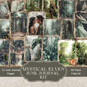 Mystical Elven Junk Journal Kit Elven Ethereal Ephemera Sheets Fantasy Elven Medieval Elf Magical Forest Fantasy Printable Collage Digital