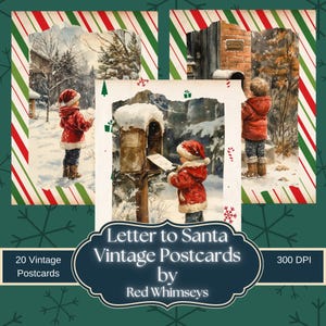 Cartoline di Natale vintage, 20 cartoline stampabili da scaricare digitalmente, fogli di cartoline in stile anni '60, set di cartoline di Natale retrò