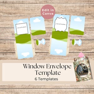Fenster Umschlag Vorlage | Bilderhalter | Foto-Umschlag-Design | Digitaler Download zum Basteln, Canva Template
