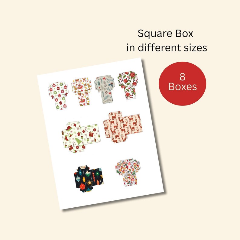 Miniature Dollhouse Christmas Boxes, Charming Festive Decor, Printable for Dollhouse Accessories, Holiday Miniatures for Dollhouses, 1:12 image 3