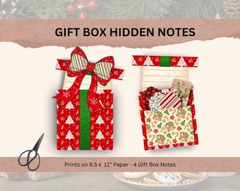 Weihnachtsgeschenkbox mit versteckten Botschaften, lustigen Geschenkanhängern, Notizbuch-Sets für einzigartige Weihnachtsüberraschungen, Geschenk mit Schleife, Tasche und Notiz