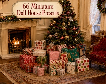 Miniature Dollhouse Christmas Boxes, Cute Festive Decor, Printable for Dollhouse Accessories, Holiday Miniatures for Dollhouses, 1:12, 2026