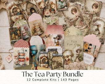 Tea Party Junk Journal Bundle, 143 Printable Pages, Tea Bag Envelopes, Mini Books & Dollhouse Tea Boxes, Digital Download, 2026