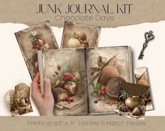 Kit para diario creativo de Días de Chocolate, imprimible para diario creativo, papel para diario creativo, descarga digital, efímeros de chocolate, dulces de chocolate pegajosos