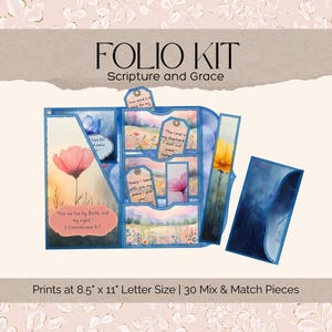 Kit de diario de fe - Cuaderno bíblico cristiano floral en acuarela, artículos para libro de recuerdos Serene Grace y regalo devocional