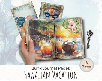 Tropical Junk Journal Kit Junk Journal Kit, Hawaii Digital Papers Pack, Travel Ephemera Beach Junk Journal Scrapbook Page Hawaiian Designs