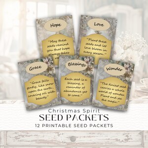 Christmas Seed Packet Envelopes, Printable Favor Envelope Template, Holiday Gift Tag Set, Junk Journal Ephemera, Digital Download