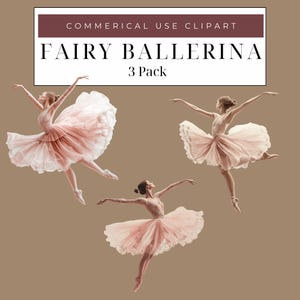 Clipart ballerina rosa acquerello - Pacchetto di sublimazione di donna ballerina, pacchetto di compleanno PNG, licenza commerciale, confezione da 3