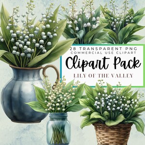 Clipart floral de muguet à l'aquarelle | Fleurs à l'aquarelle | Fleur blanche | Fleurs vintage | Fleurs de mariage | Faire-part de mariage