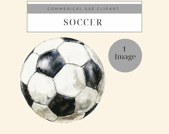 Clipart di pallone da calcio ad acquerello, pallone sportivo PNG trasparente, immagine scaricabile immediatamente, clipart grafica sportiva