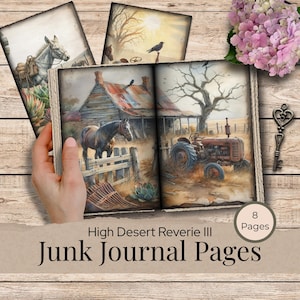 Rustic Farm Ranch Horse Junk Journal Printable Images, Desert Ranch Life, Scrapbooking, Card Making