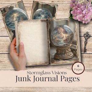 Boules à neige orageuses, éclairs et pluie, pages de journal indésirable, scrapbooking numérique, feuille de collage,