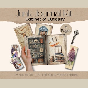 Cabinet of Curiosities Junk Journal Kit, Digital Scrapbook Paper, Natural History Printable, Victorian Science Pages, Vintage Ephemera Craft image 1