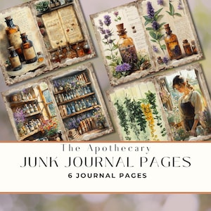 Apothecary Junk Journal Pages, Vintage Ephemera Herbal, Botanical Printable Journal, Collage, Digital Download Papers, Digit Kit, JJ222