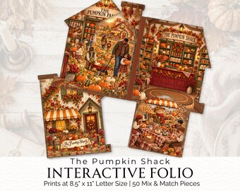 Pumpkin Shack Interactive Folio Printable | Autumn Junk Journal Kit | Pumpkin Farm Cottage | Fall Secret Pockets Paper Craft, 2026