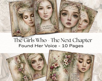 Found Her Voice Printable Journal, Confidence Boundary Affirmations for Girls, Vintage Floral Digital Download, Girls Who Vol 6 C013, 2026