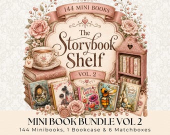 Printable Dollhouse Minibook Library, Miniature Book Bundle,  Paper Dollhouse Book, Book Lover Collection, Storybook Shelf, Vol 2 2026