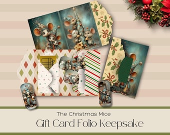 Christmas Mouse Gift Card Folio, Pocket Folder | Christmas Keepsake | Happy Mail | Embellishment Folder | Flat Mail