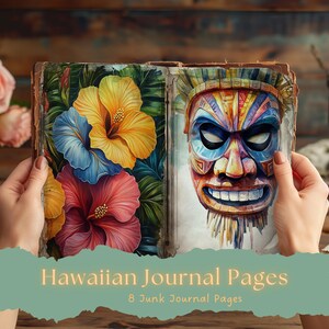 Tropical Junk Journal Kit junk journal kit Hawaii digital papers pack Travel Ephemera Beach Junk Journal Scrapbook Page Hawaiian Designs