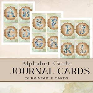 花のアルファベット デジタル印刷可能コラージュシート - ATC 2.5" x 3.5" - ヴィンテージ 子供向け絵本 イラスト入り花のアルファベット、デジタルダウンロード