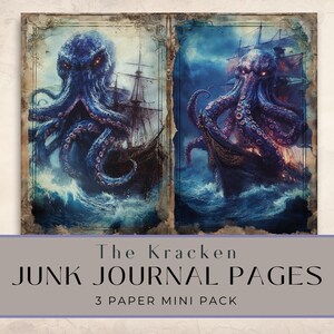 The Kracken, mini journal indésirable de 3 pages | Papier d'art décoratif | navires maritimes vintage | Haute qualité