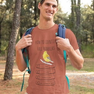 -shirt drôle d'observation d'oiseaux | Cadeau pour ornithologue amateur | Tableau d'identification de la paruline automnale