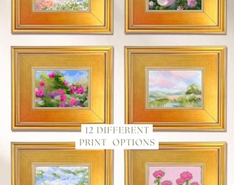 Gold Frame Giclee Fine Art Prints | 12 Styles to Choose From | 5x7” Framed Artwork | Plein Air Framed Prints | Grandmillennial Wall Artwork