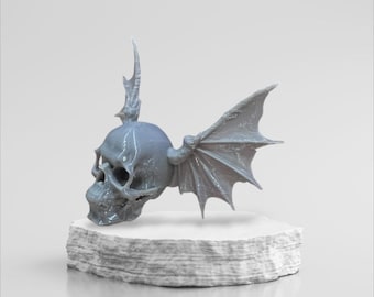 Demon Skull 3D STL File - Halloween / goth decor / sculpture / ttrpg