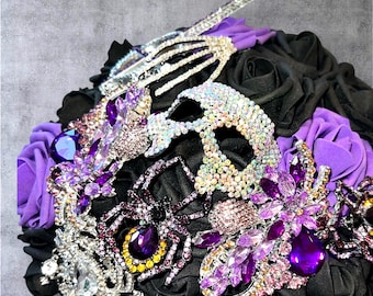 Gothic Brooch Bouquet - Heavily Jewelled alternative wedding bouquet