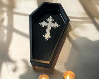 Coffin Dice Tray with glossy resin inlay  (or trinket dish)