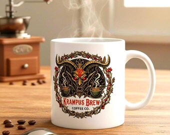 Krampus Brew Coffee Co. Mug - Dark Holiday, Christmas, Yule & Gothic Winter Drinkware