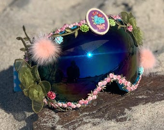 Pink lens goggles rave festival burning man desert Hot Pink Festival Goggles, Ravewear Burning Man Desert  main image 4