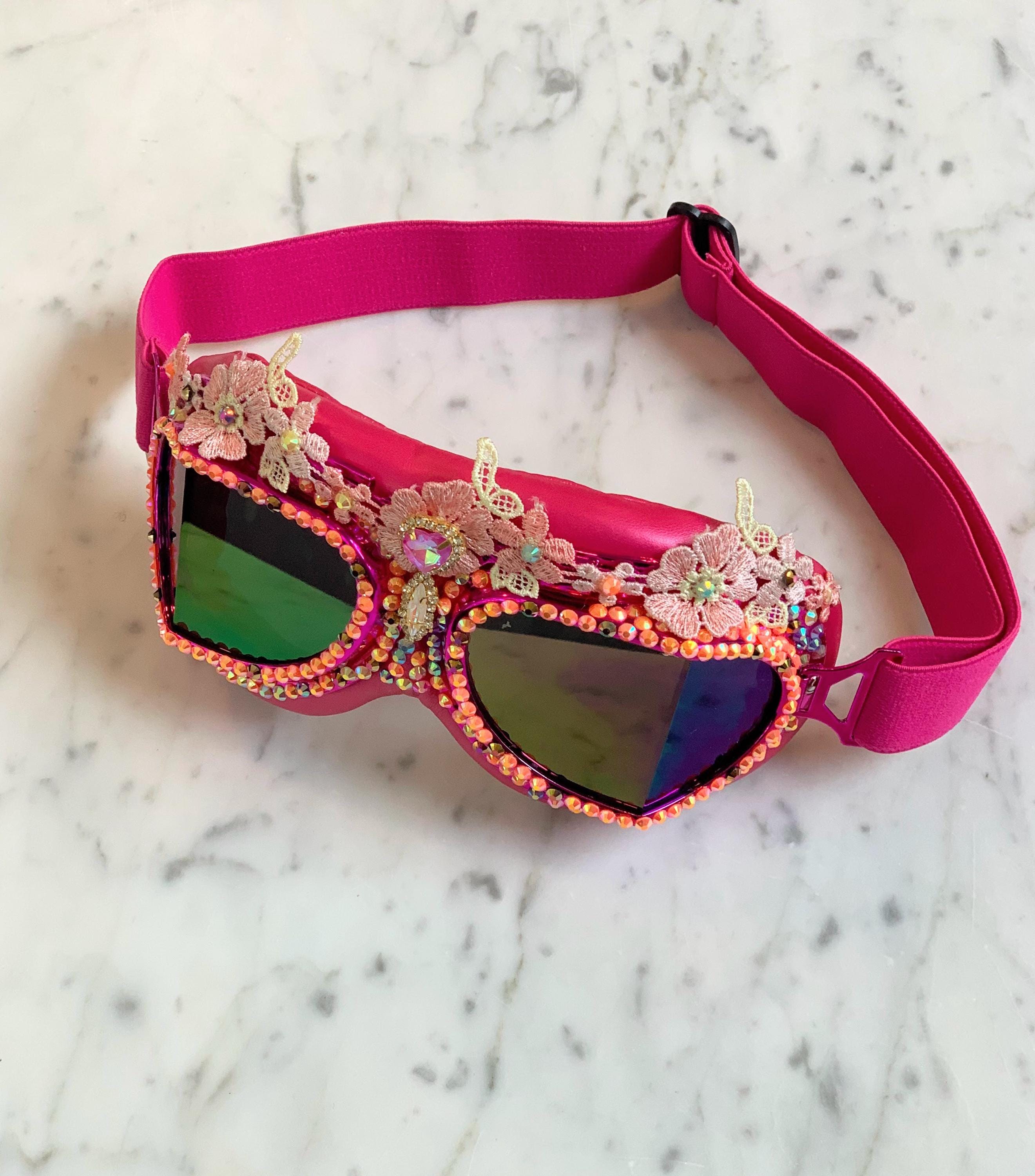 Candy pink aviator sunglass rave club dance party shield goggles burning man Festival goggles Rave outfit Women men EDM EDC Sunglasses  main image 4