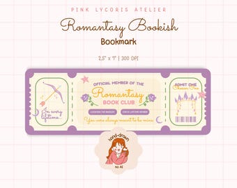 Romantasy Book Club Ticket Bookmark, Fantasy Romance Reader Gift, Booktok Romantasy Aesthetic, PNG Book Lover Printable, Fantasy Bookmark