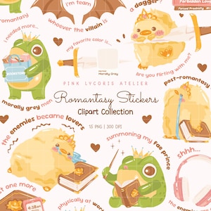 Romantasy Bookish Sticker PNG Bundle, Funny Fantasy Reader Quotes, Delulu Reader Meme Stickers, Booktok Romantasy Clipart, Cozy PNG
