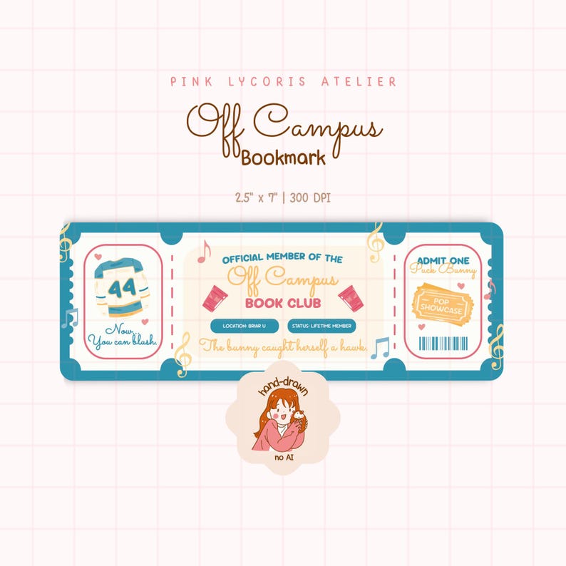 Off Campus Book Club Ticket Bookmark, Stamps Hockey Romance, College Romance Gift, Bookish Aesthetic, Sport Romance Reader Booktok