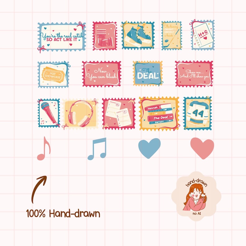 Off Campus Clipart, Postage College Romance Bookish Stamps, Sports Romance Elements, Hockey Romance Aesthetic, Booktok Romance Graphics PNG
