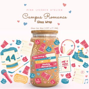 Envoltorio de vaso con temática de romance universitario, romance de hockey, cliché de citas falsas, diseño de romance universitario, envoltorio de taza con estética intelectual, regalo de Booktok con temática de romance deportivo